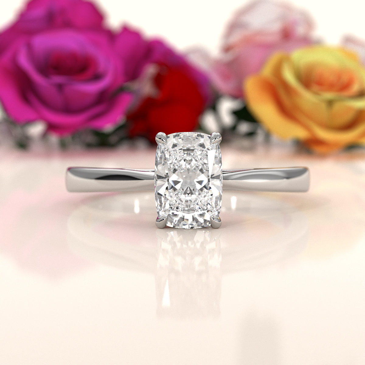 4g Lab Grown Round Diamond Solitaire Engagement 4 Prong Setting Ring IGI Certified 1.00 Ctw.
