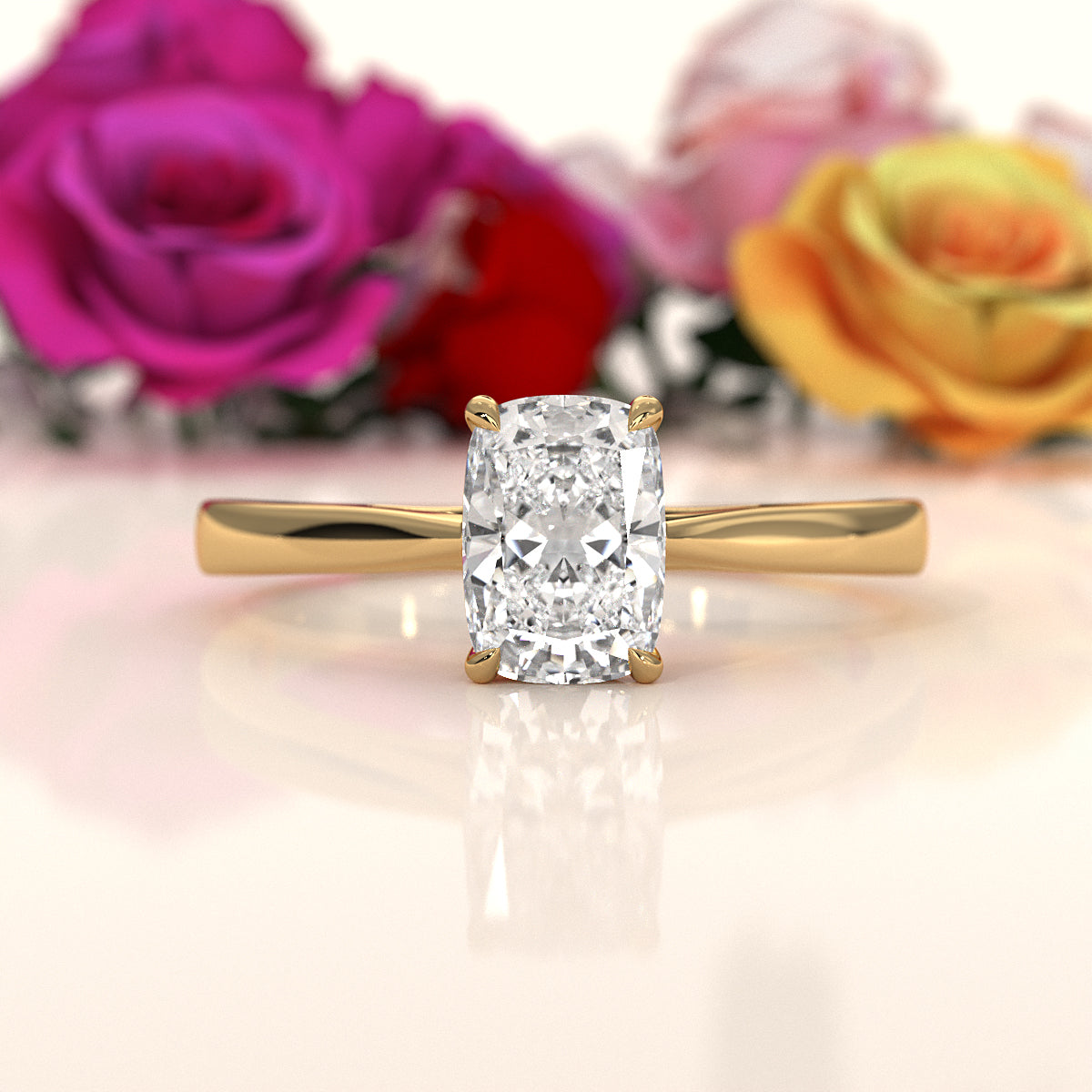 4g Lab Grown Round Diamond Solitaire Engagement 4 Prong Setting Ring IGI Certified 1.00 Ctw.