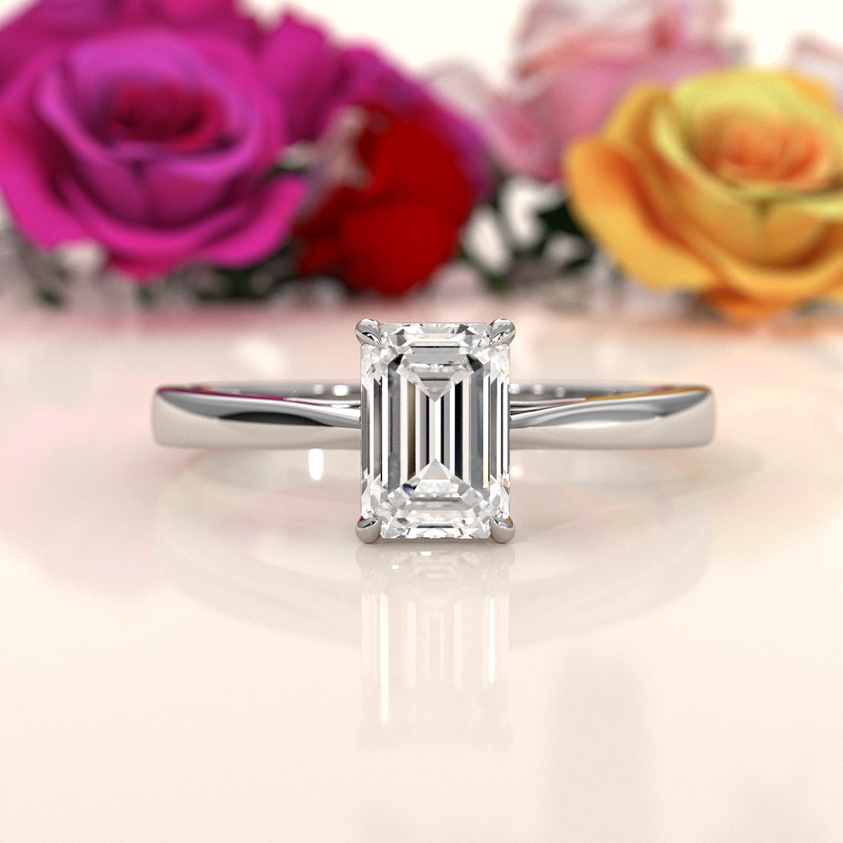 4g Lab Grown Round Diamond Solitaire Engagement 4 Prong Setting Ring IGI Certified 1.00 Ctw.
