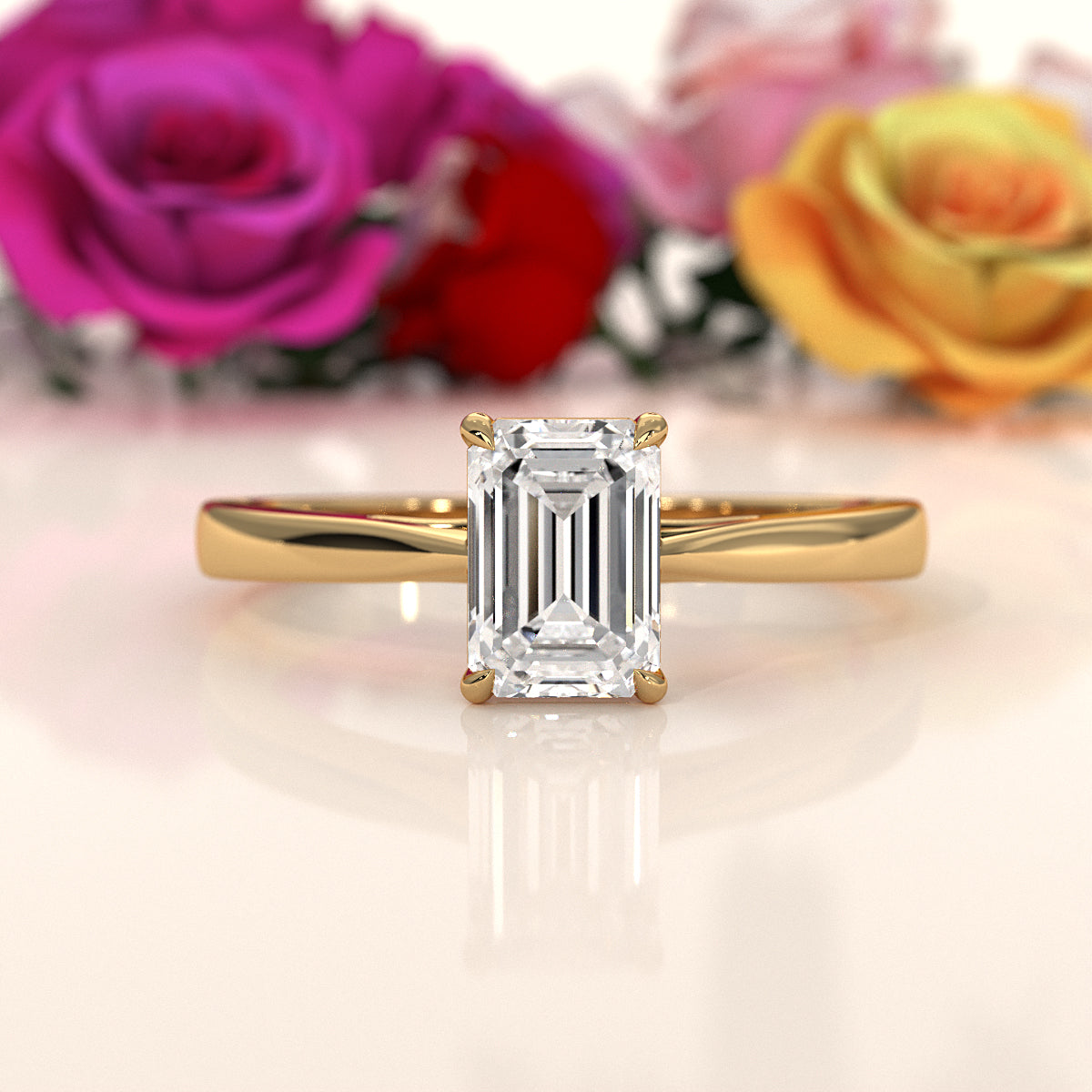 4g Lab Grown Round Diamond Solitaire Engagement 4 Prong Setting Ring IGI Certified 1.00 Ctw.