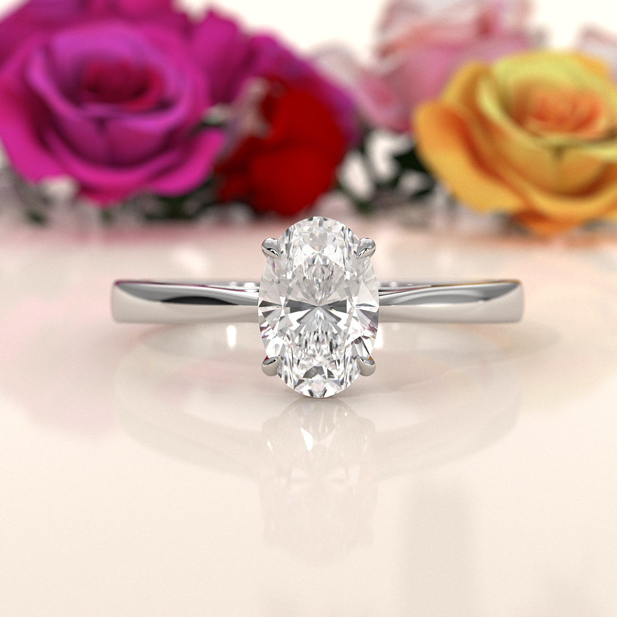 4g Lab Grown Round Diamond Solitaire Engagement 4 Prong Setting Ring IGI Certified 1.00 Ctw.