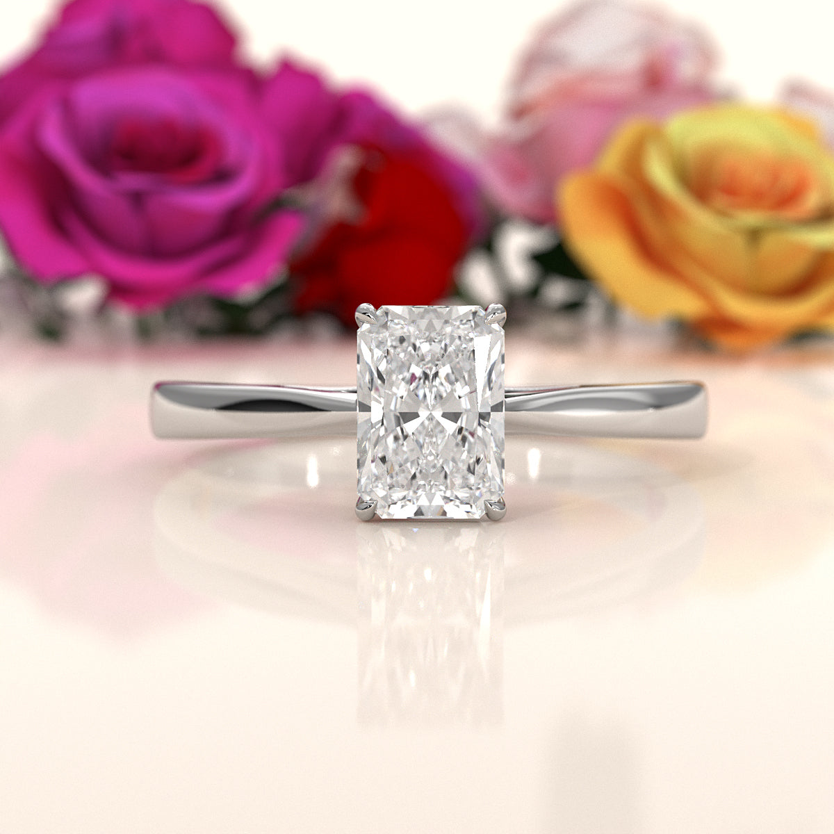 4g Lab Grown Round Diamond Solitaire Engagement 4 Prong Setting Ring IGI Certified 1.00 Ctw.
