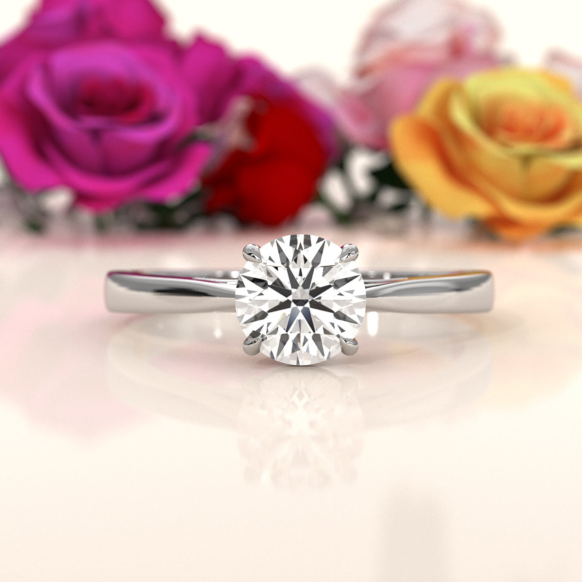 4g Lab Grown Round Diamond Solitaire Engagement 4 Prong Setting Ring IGI Certified 1.00 Ctw.
