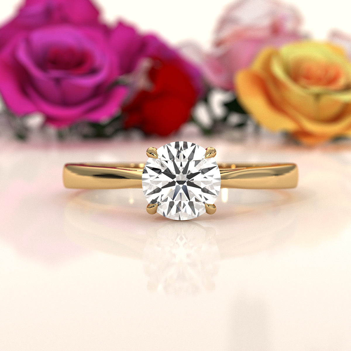 4g Lab Grown Round Diamond Solitaire Engagement 4 Prong Setting Ring IGI Certified 1.00 Ctw.