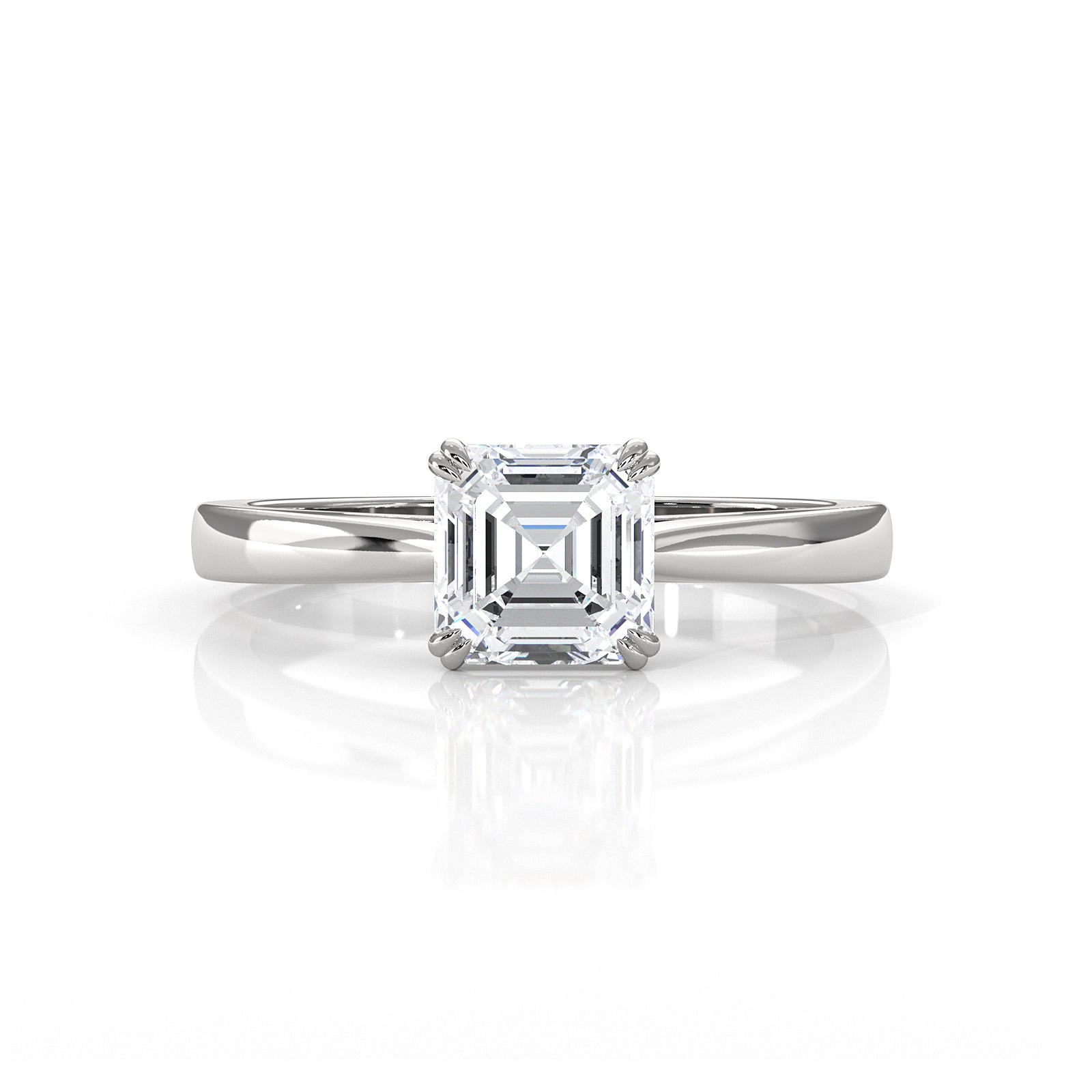 4.5g Emerald Lab Grown Diamond Six Prong Solitaire Engagement Ring IGI Certified 1.00 Ctw.