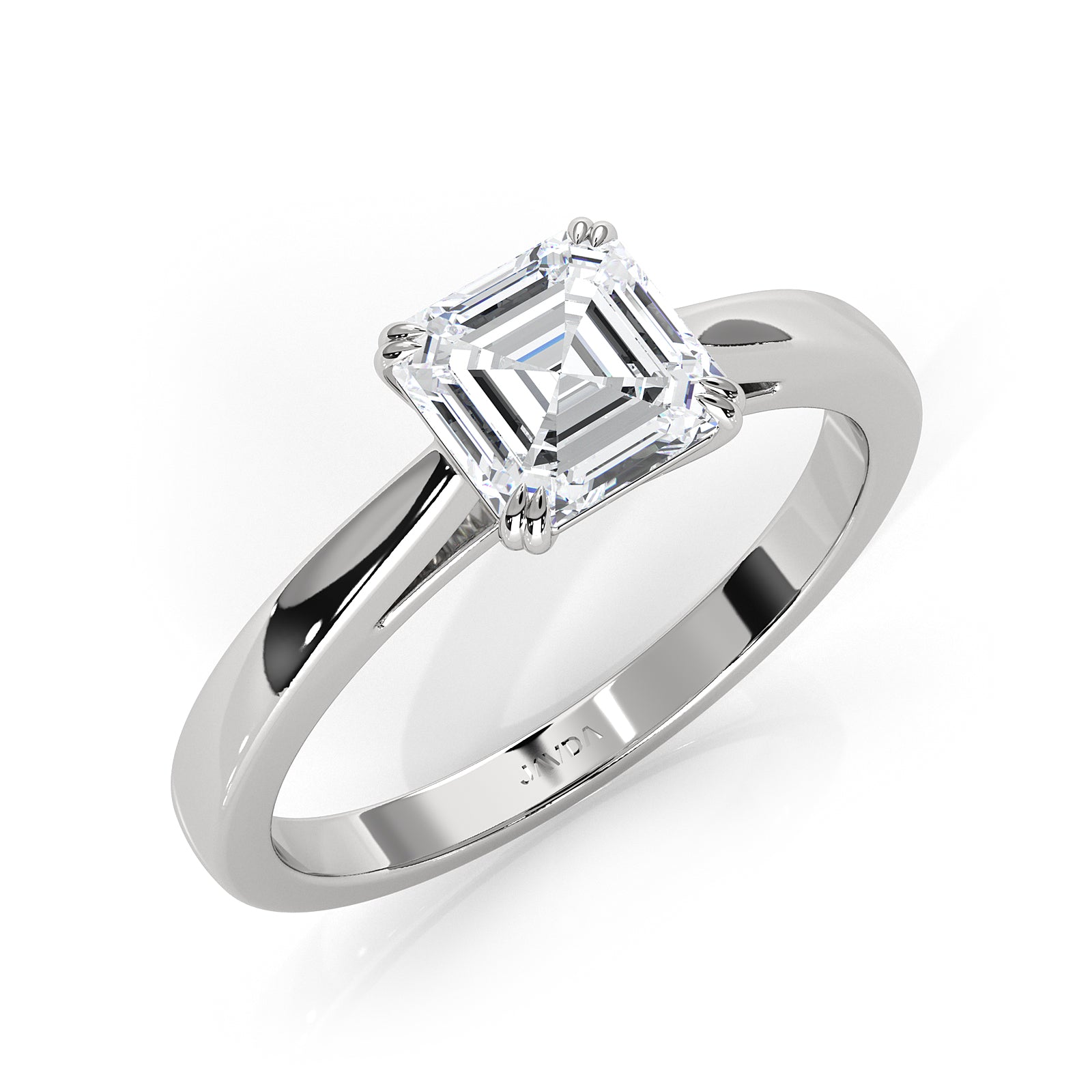 4.5g Emerald Lab Grown Diamond Six Prong Solitaire Engagement Ring IGI Certified 1.00 Ctw.