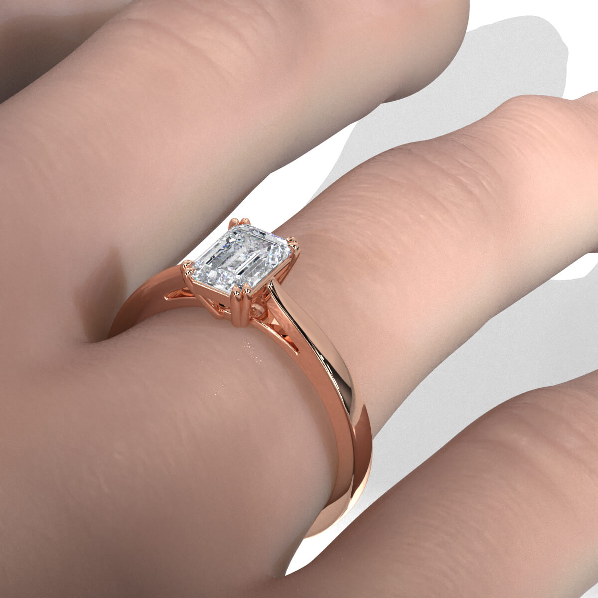 4.5g Emerald Lab Grown Diamond Six Prong Solitaire Engagement Ring IGI Certified 1.00 Ctw.