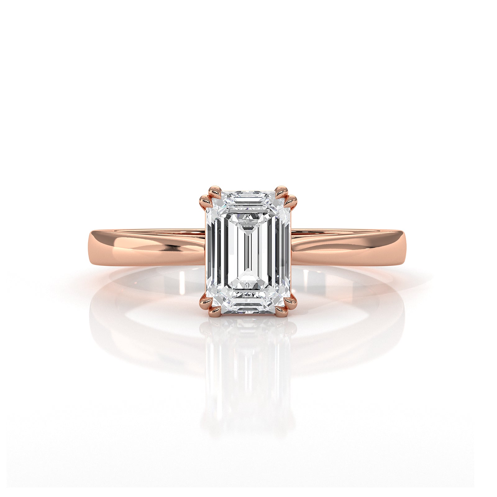 4.5g Emerald Lab Grown Diamond Six Prong Solitaire Engagement Ring IGI Certified 1.00 Ctw.