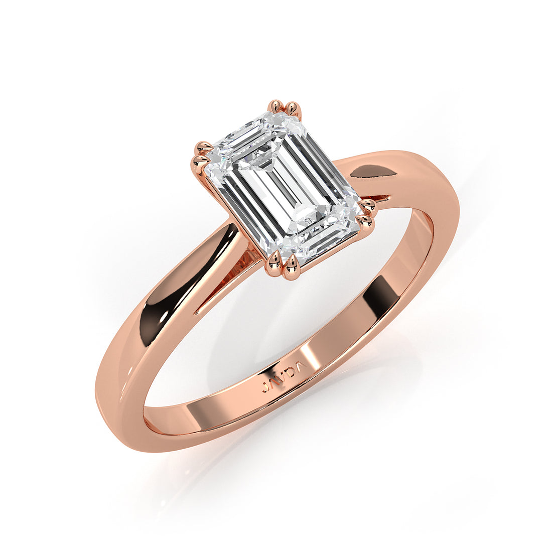 4.5g Emerald Lab Grown Diamond Six Prong Solitaire Engagement Ring IGI Certified 1.00 Ctw.