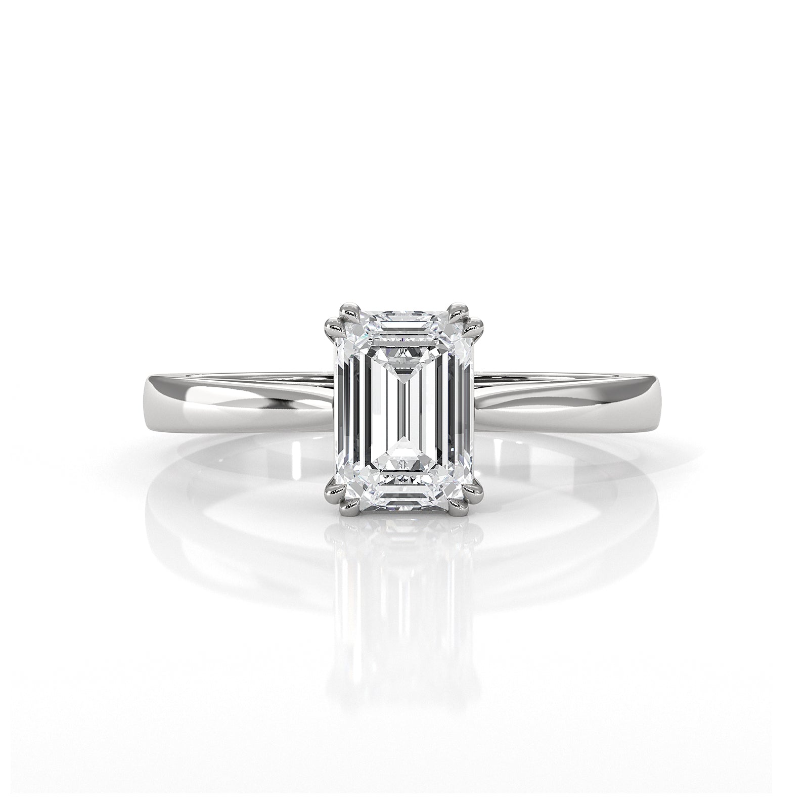 4.5g Emerald Lab Grown Diamond Six Prong Solitaire Engagement Ring IGI Certified 1.00 Ctw.