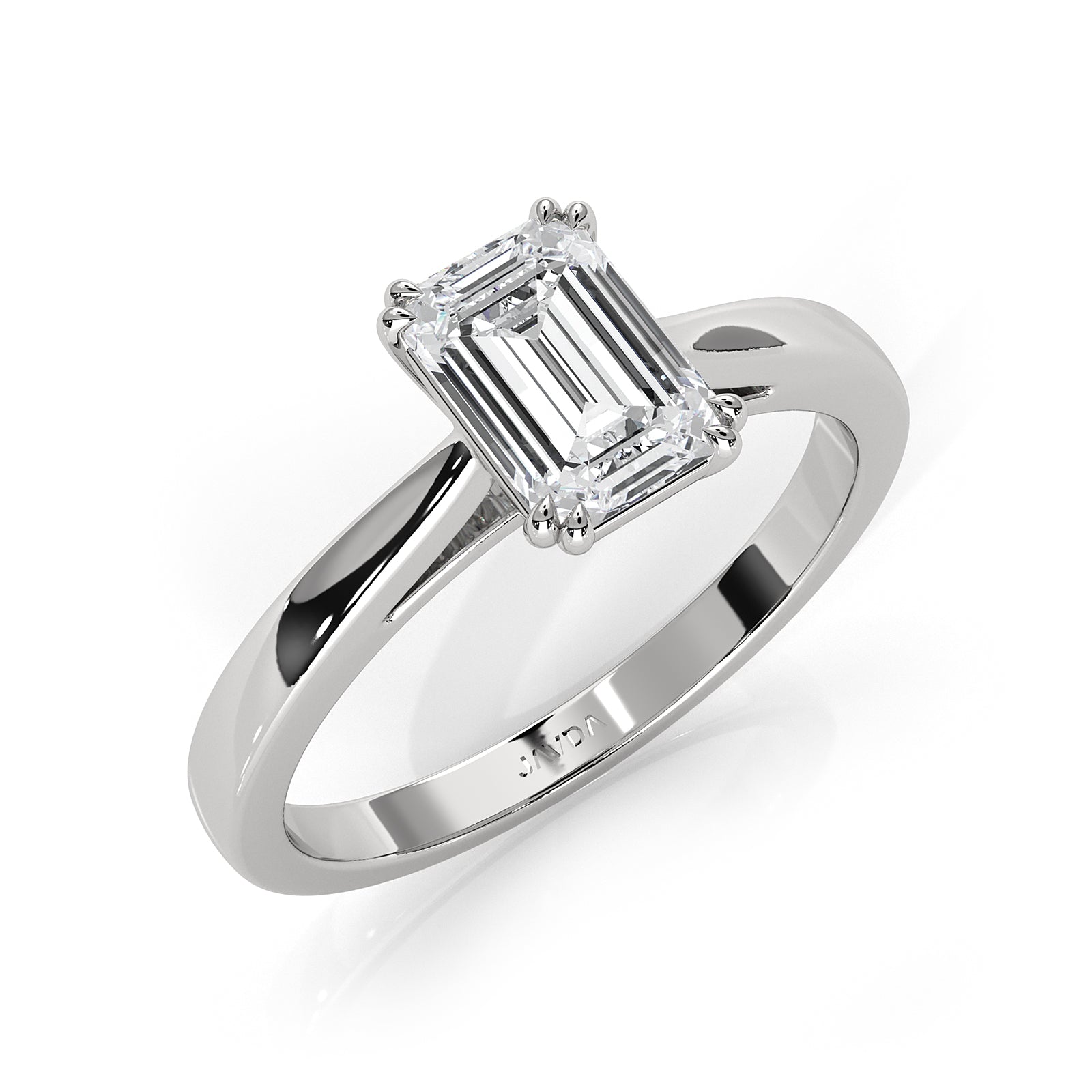 4.5g Emerald Lab Grown Diamond Six Prong Solitaire Engagement Ring IGI Certified 1.00 Ctw.