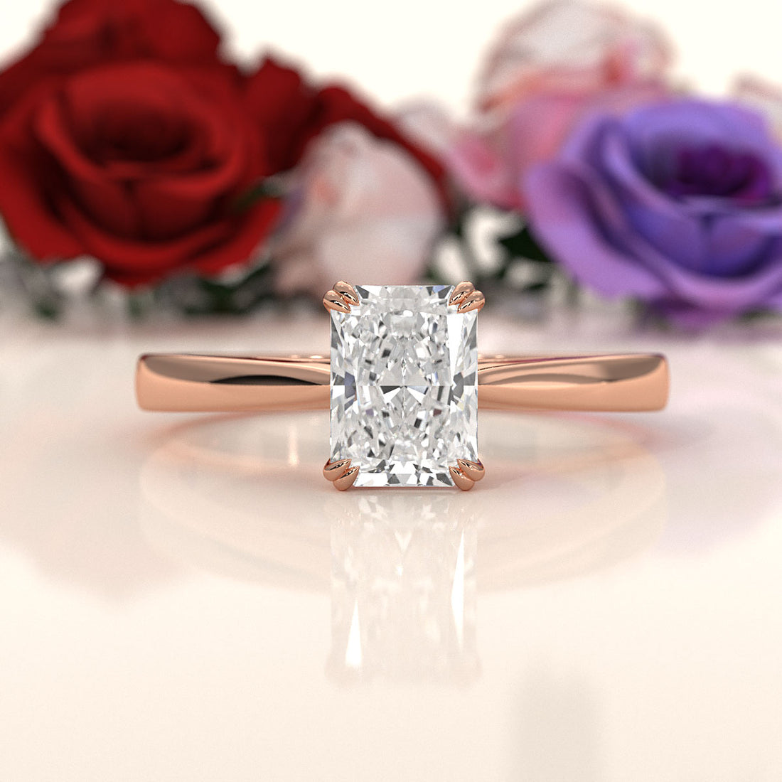 4.5g Emerald Lab Grown Diamond Six Prong Solitaire Engagement Ring IGI Certified 1.00 Ctw.