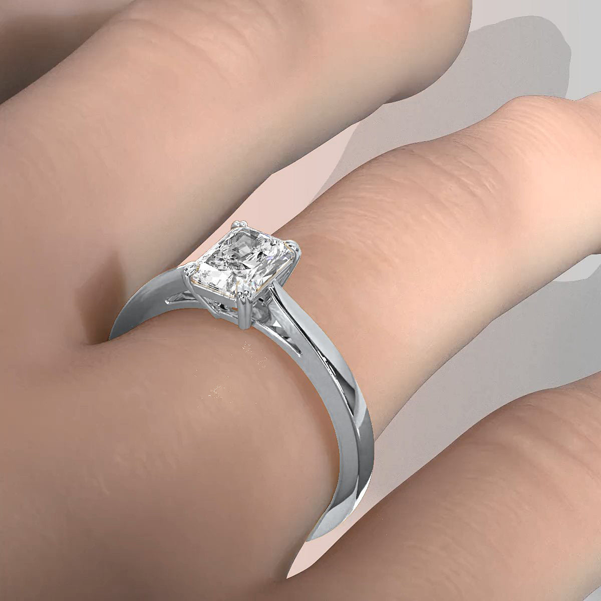 4.5g Emerald Lab Grown Diamond Six Prong Solitaire Engagement Ring IGI Certified 1.00 Ctw.