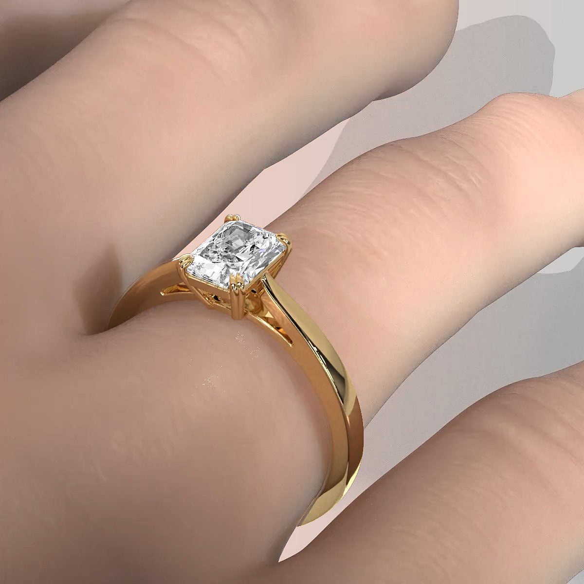 4.5g Emerald Lab Grown Diamond Six Prong Solitaire Engagement Ring IGI Certified 1.00 Ctw.