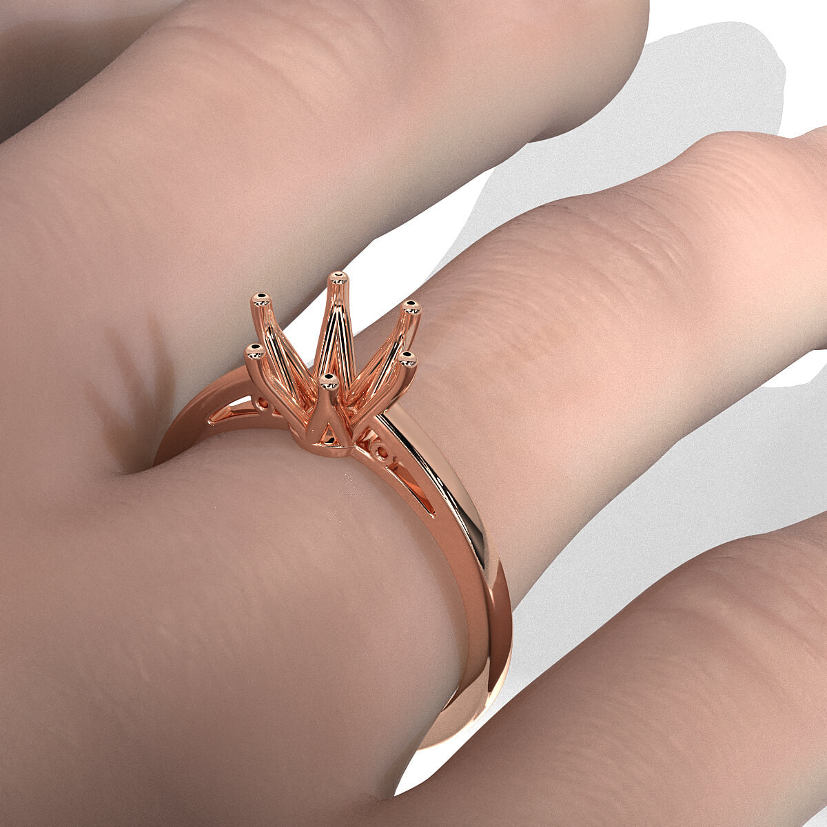 4.5g Six Prong Set Solitaire Style Engagement Setting Semi Mount Ring