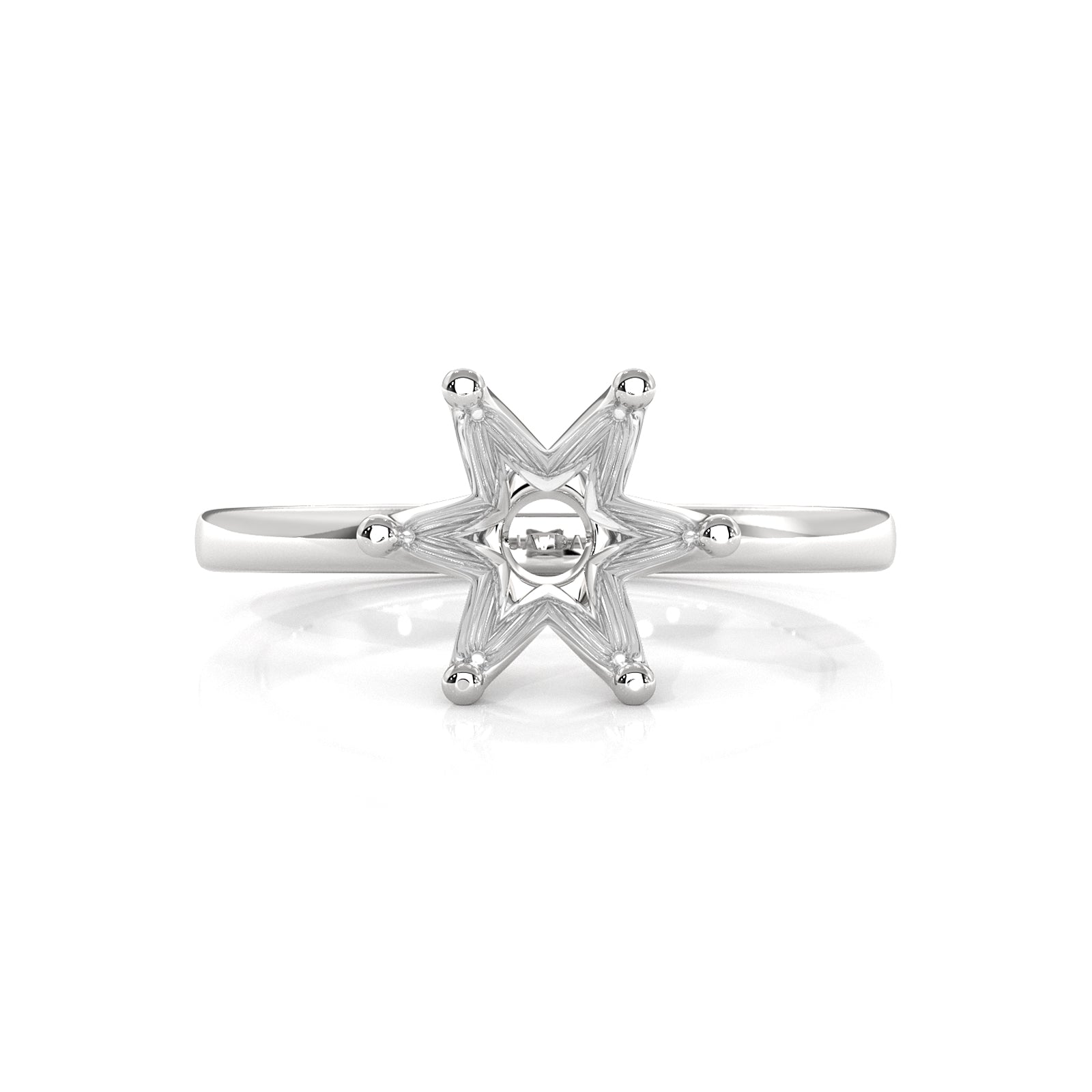 4.5g Six Prong Set Solitaire Style Engagement Setting Semi Mount Ring