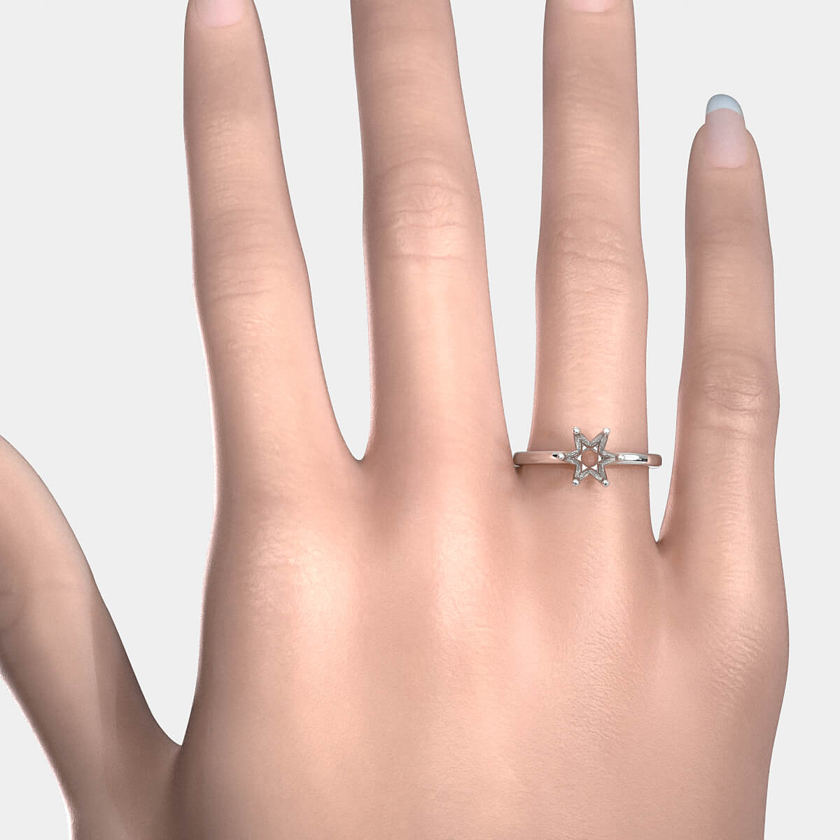 4.5g Six Prong Set Solitaire Style Engagement Setting Semi Mount Ring