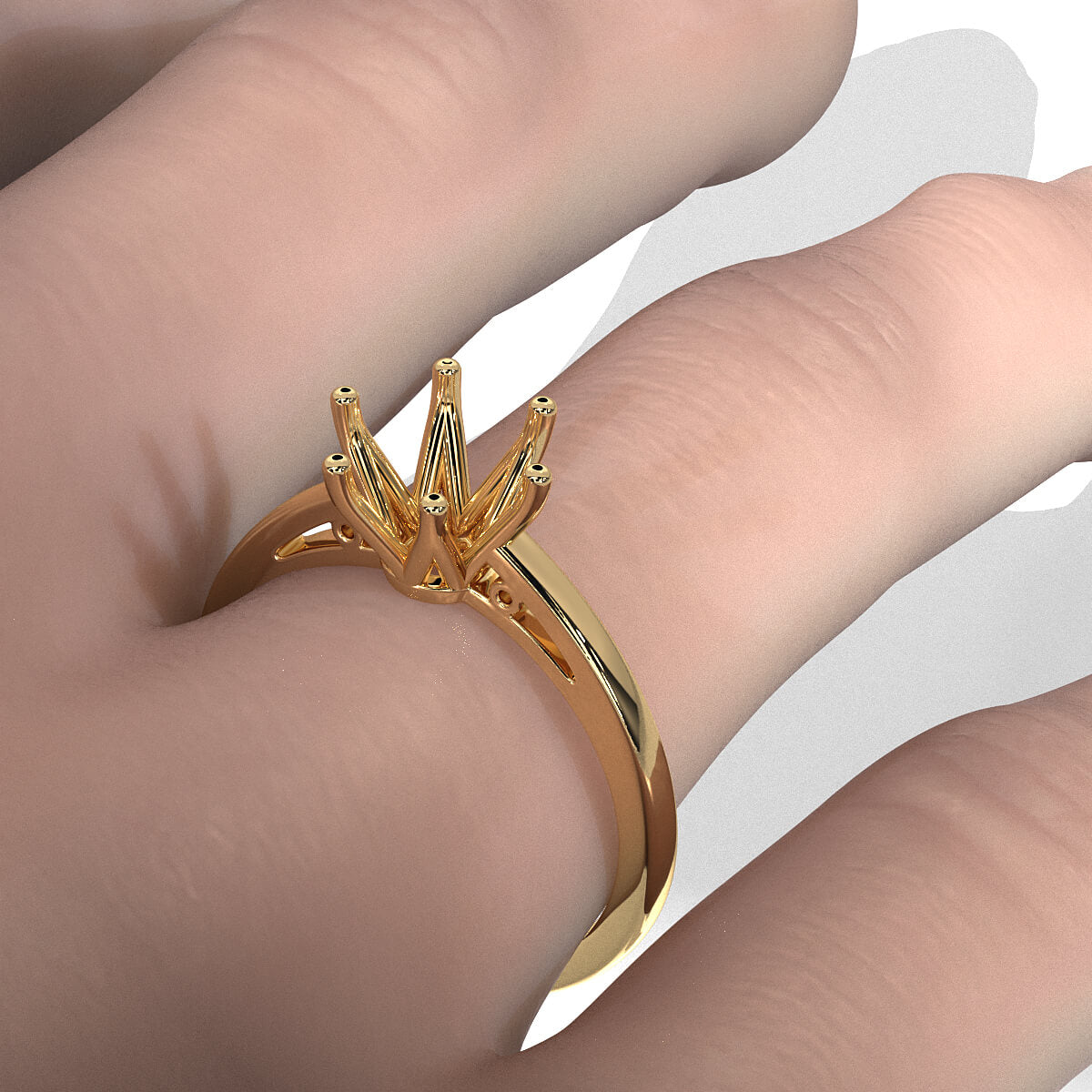 4.5g Six Prong Set Solitaire Style Engagement Setting Semi Mount Ring