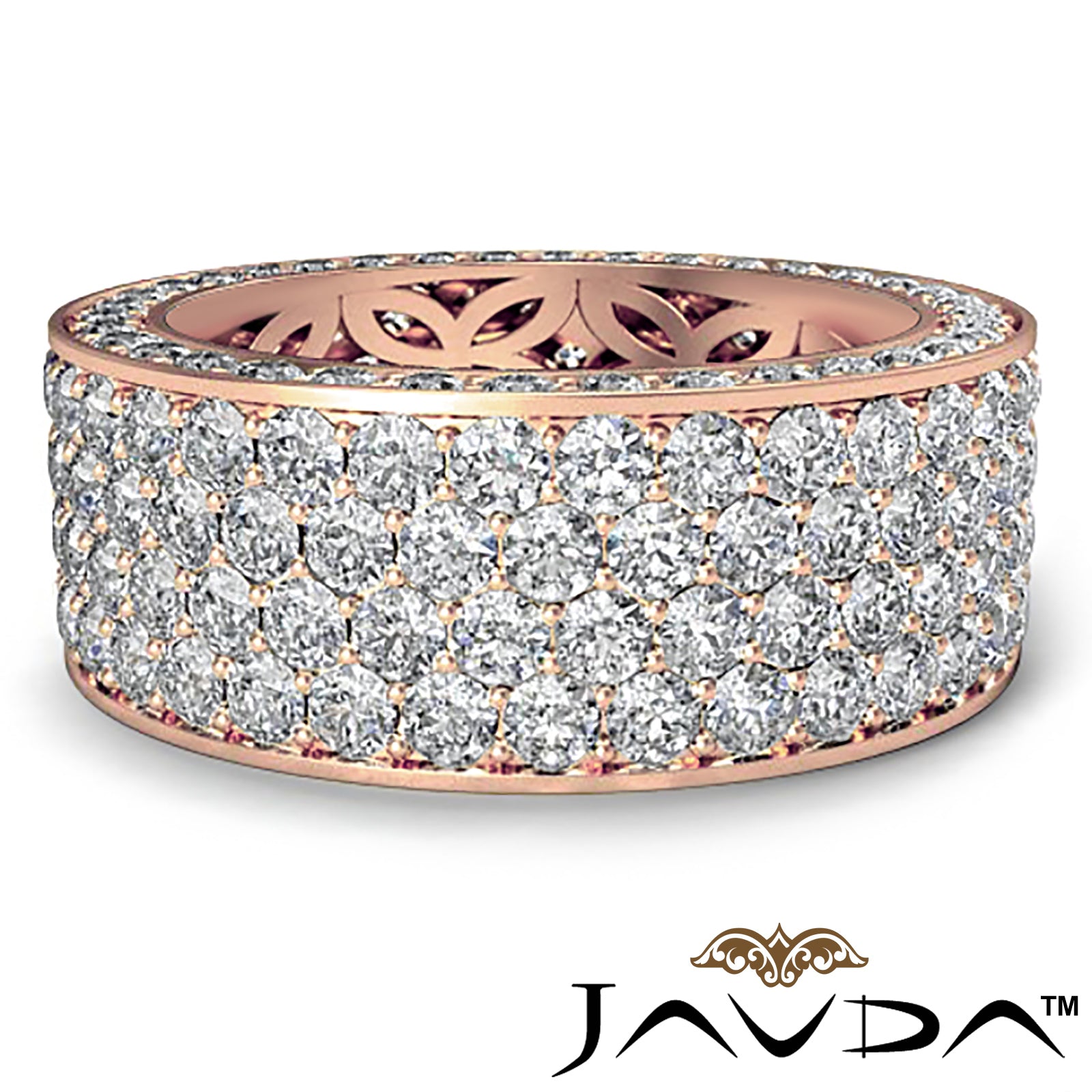 4 Row Pave Eternity Round Diamond Ring Women's Wedding Band 14k White Gold 3.5 Ctw.