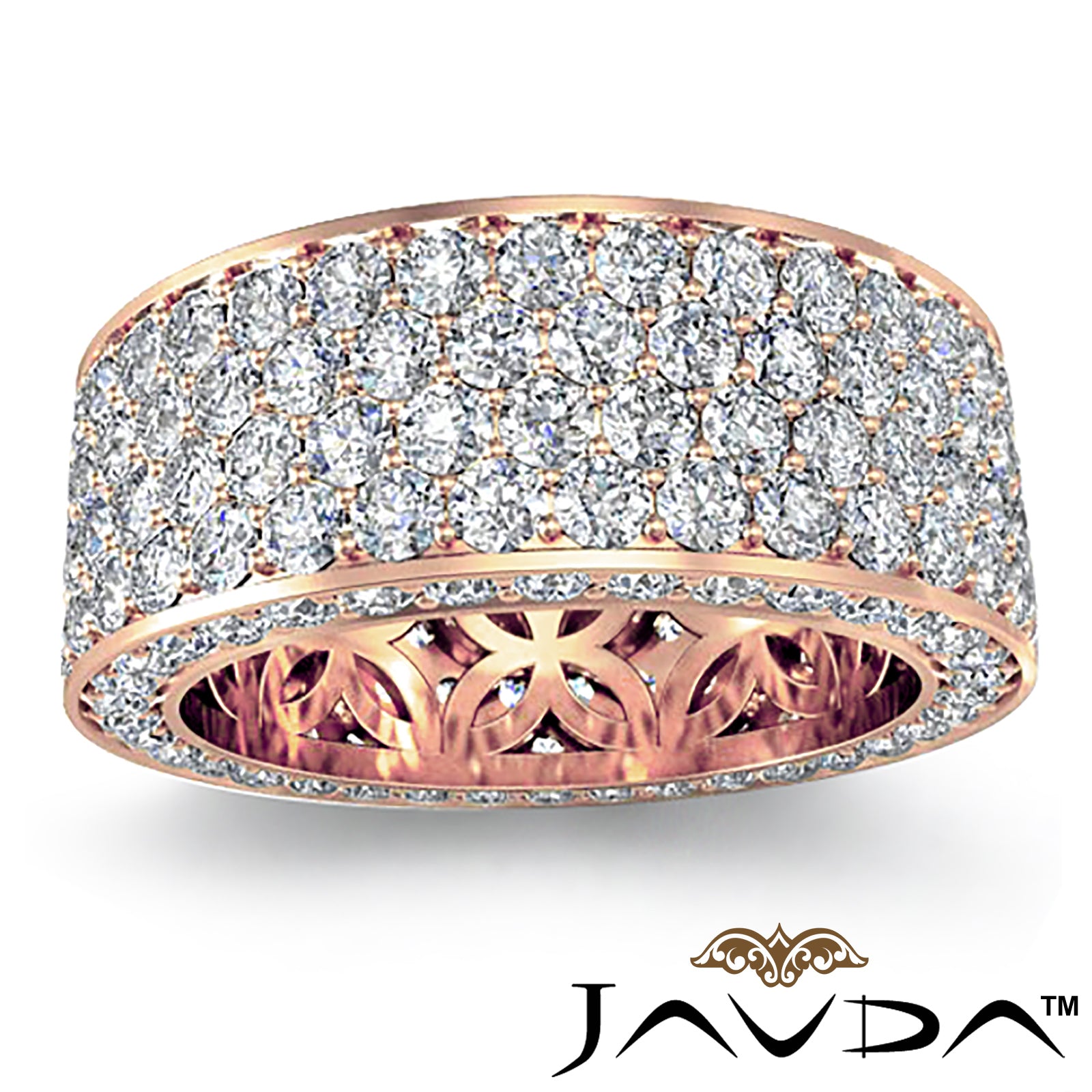 4 Row Pave Eternity Round Diamond Ring Women's Wedding Band 14k White Gold 3.5 Ctw.