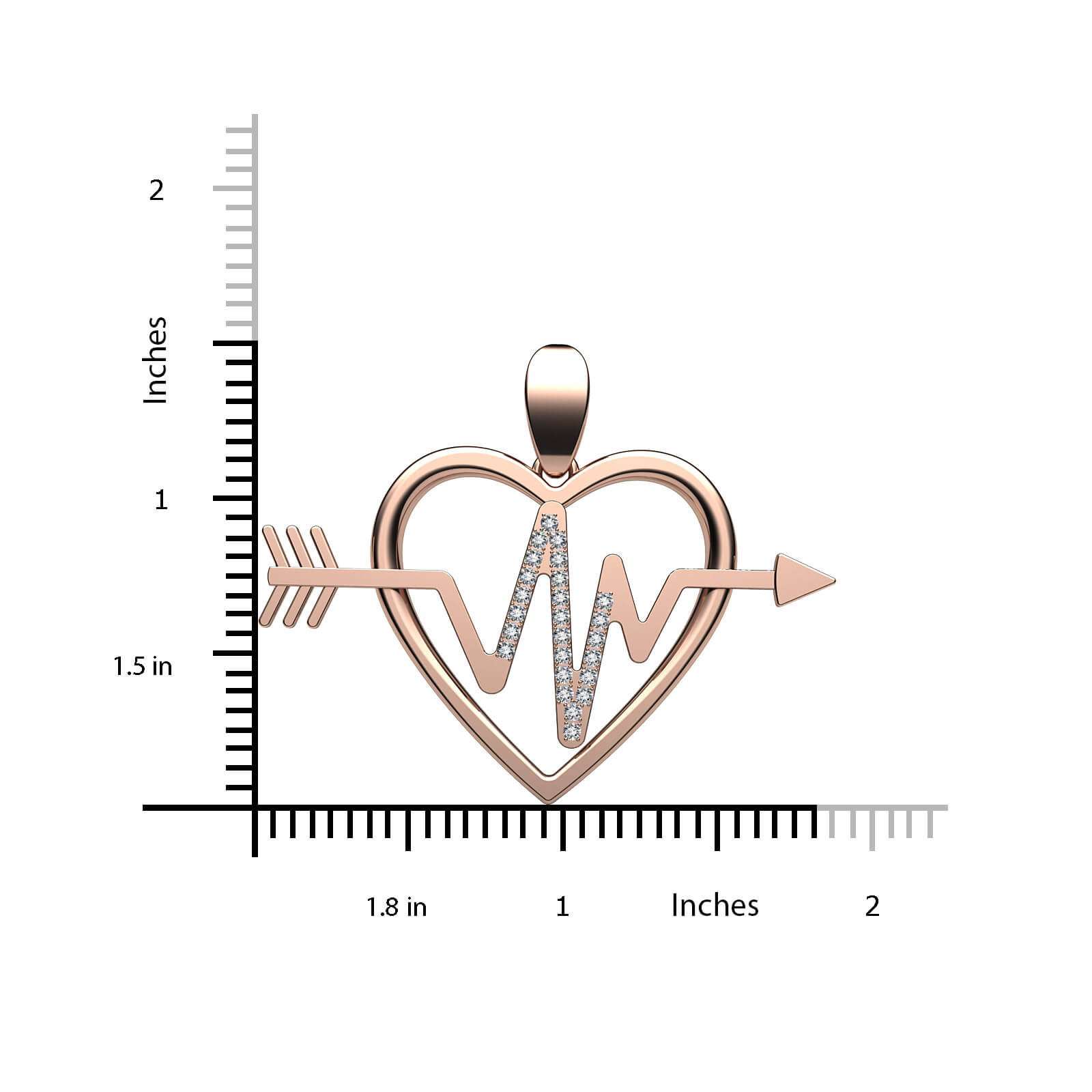 Diamond Heartbeat Heart Pendant Necklace 14k White Gold 18 Inch Chain 0.21Ct