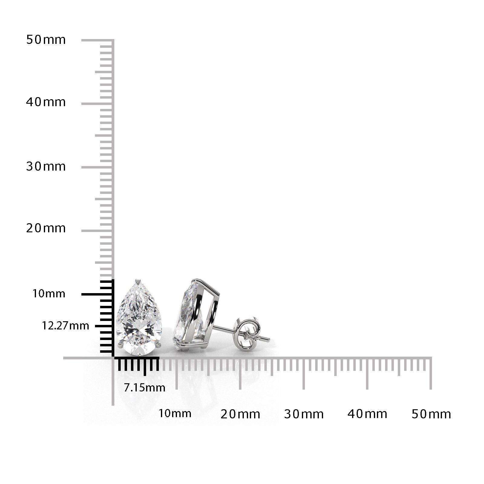 Pear Lab Grown Diamond Stud Earring IGI Certified in 14k White Gold 4.41 Ctw.