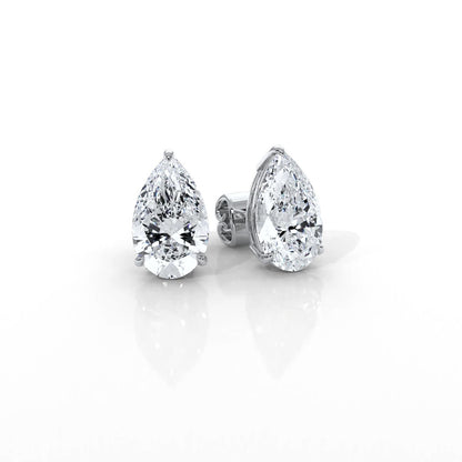Pear Lab Grown Diamond Stud Earring IGI Certified in 14k White Gold 4.41 Ctw.