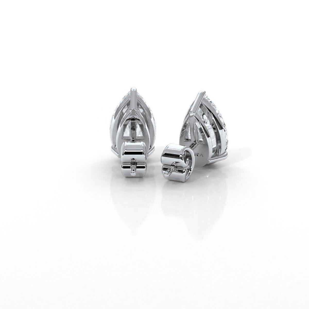 Pear Lab Grown Diamond Stud Earring IGI Certified in 14k White Gold 4.41 Ctw.