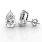 Pear Lab Grown Diamond Stud Earring IGI Certified in 14k White Gold 4.41 Ctw.