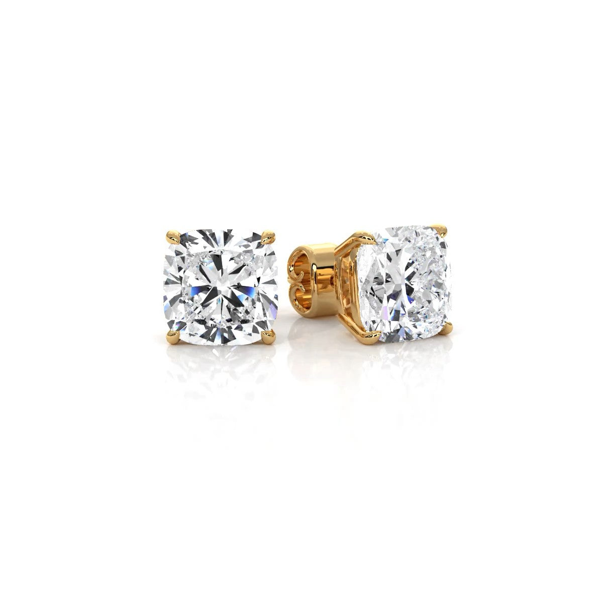 Cushion Lab Grown Diamond Stud Earring IGI Certified in 14k White Gold 6.02 Ctw.