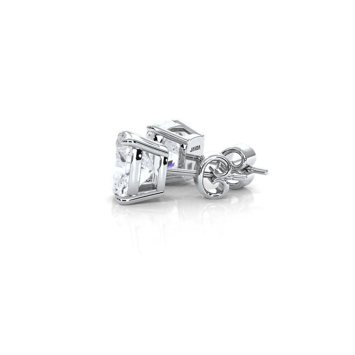 Cushion Lab Grown Diamond Stud Earring IGI Certified in 14k White Gold 6.02 Ctw.