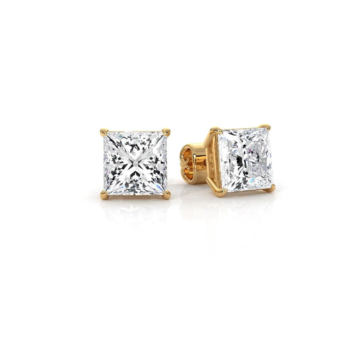 Princess Lab Grown Diamond Stud Earring IGI Certified in 14k White Gold 6 Ctw.