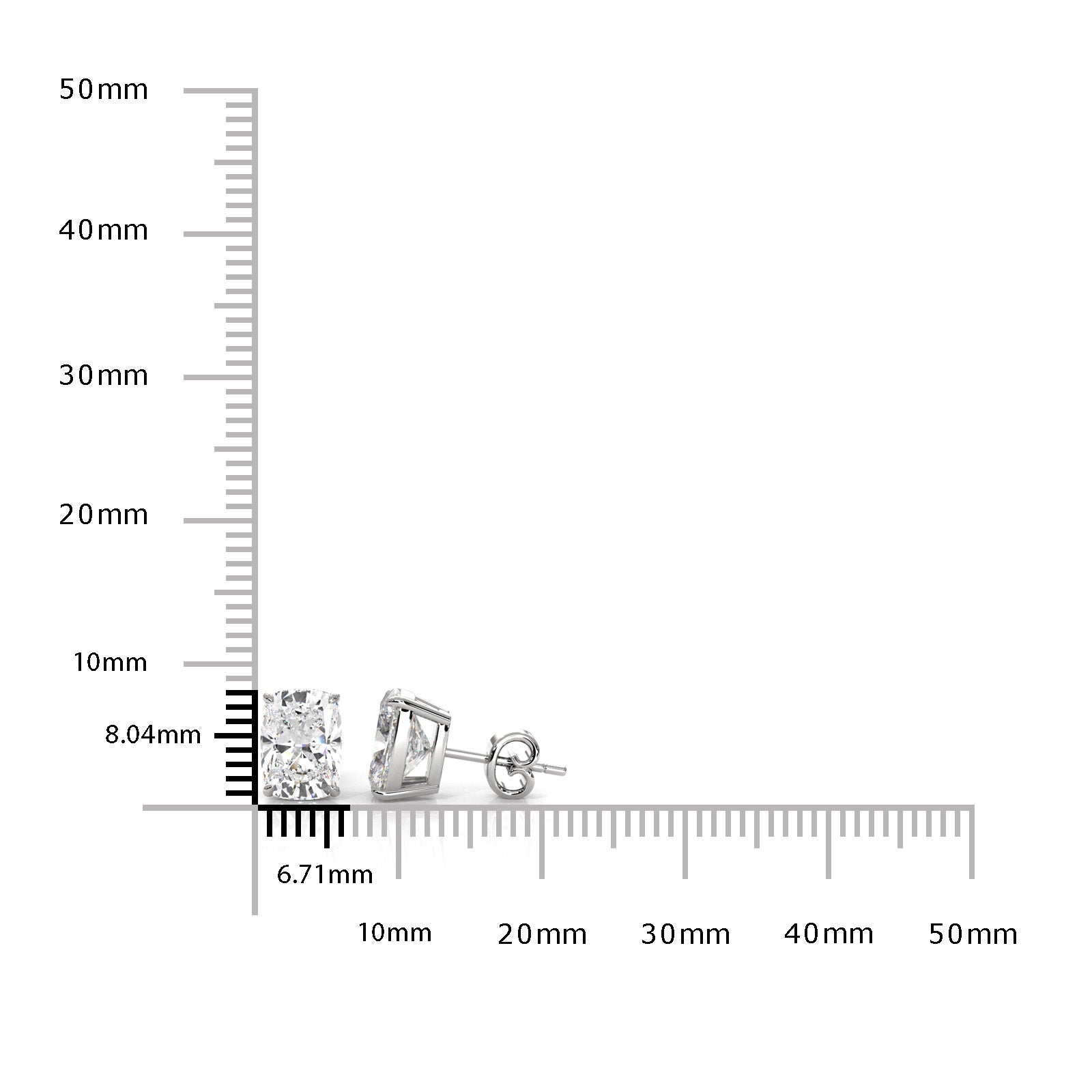 Cushion Lab Grown Diamond Stud Earring IGI Certified in 14k White Gold 4.07 Ctw.