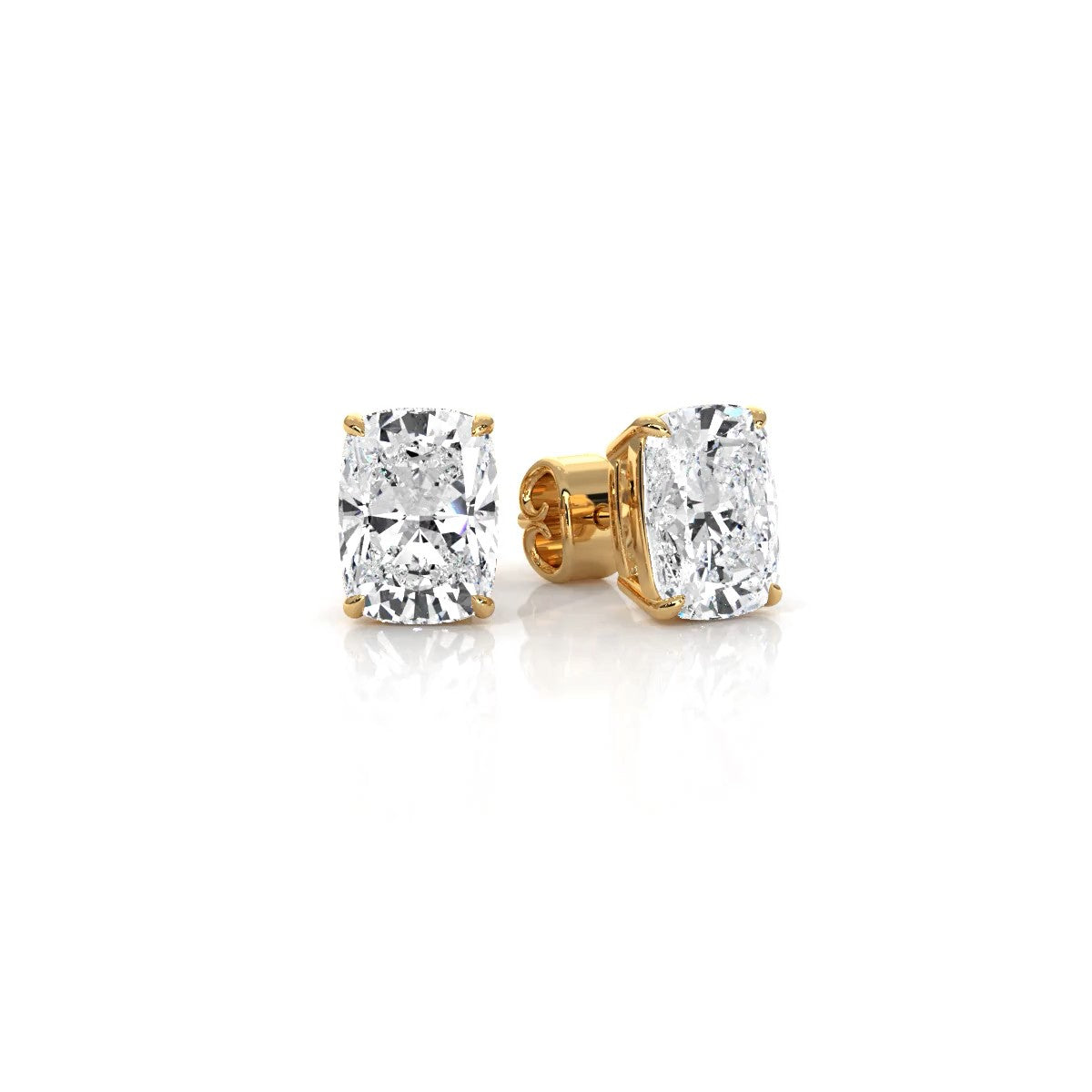 Cushion Lab Grown Diamond Stud Earring IGI Certified in 14k White Gold 4.07 Ctw.