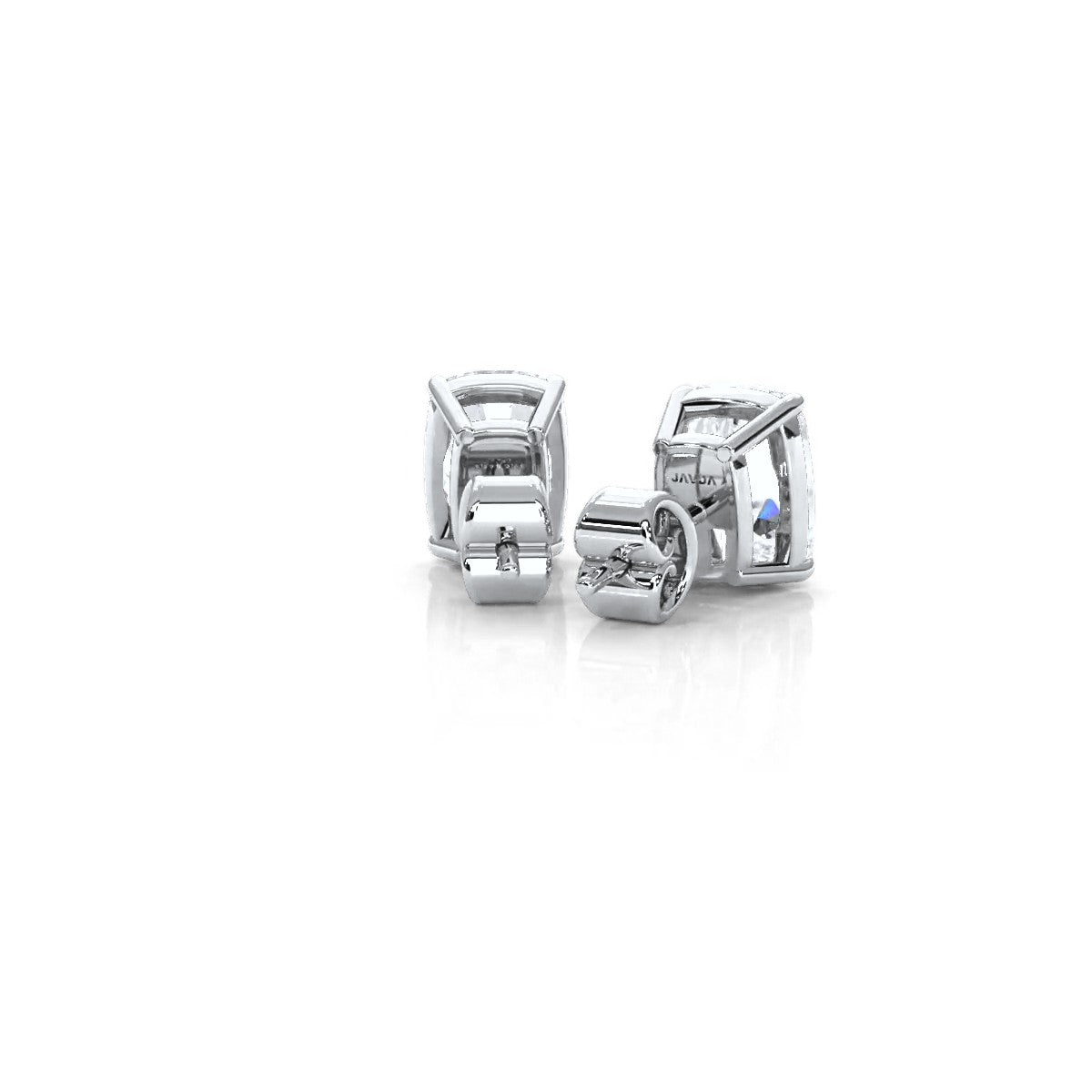 Cushion Lab Grown Diamond Stud Earring IGI Certified in 14k White Gold 4.07 Ctw.