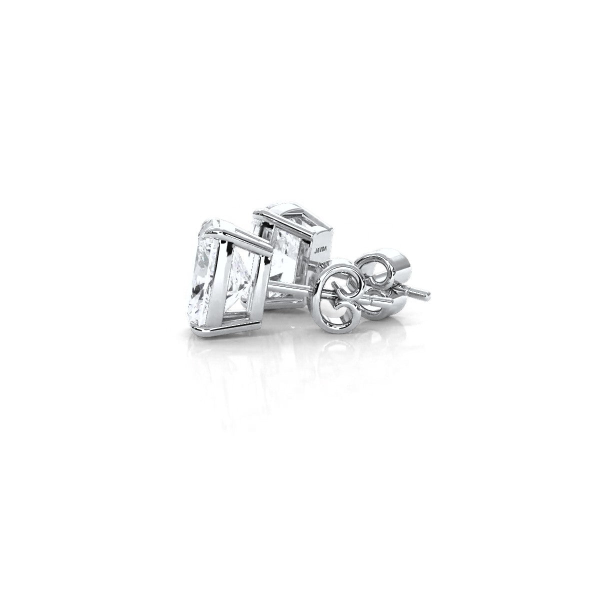 Cushion Lab Grown Diamond Stud Earring IGI Certified in 14k White Gold 4.07 Ctw.