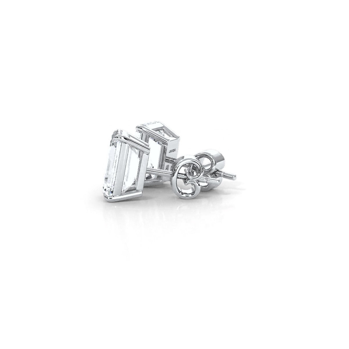 Emerald Lab Grown Diamond Stud Earring IGI Certified in 14k White Gold 4.03 Ctw.