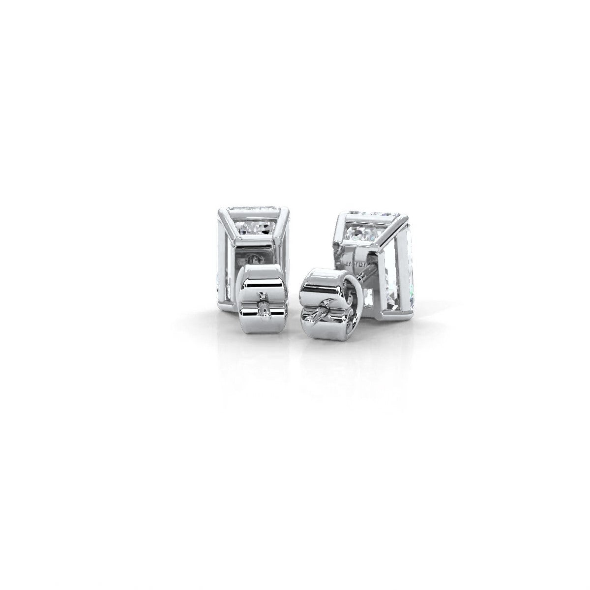 Emerald Lab Grown Diamond Stud Earring IGI Certified in 14k White Gold 4.03 Ctw.