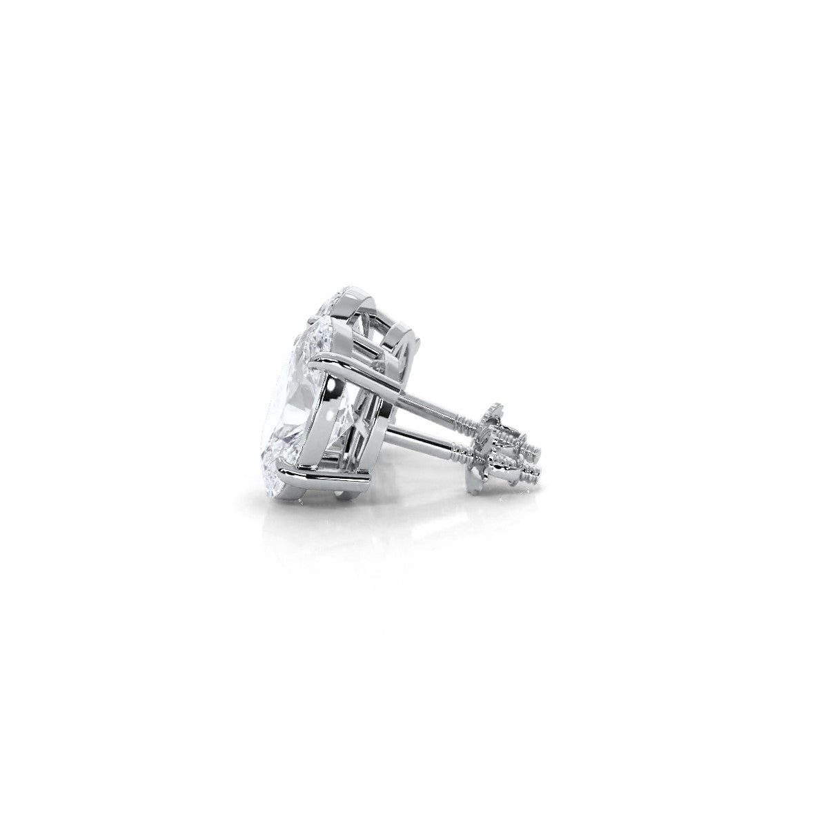 Oval Lab grown Diamond Claw Prong Stud Earring 14k White Gold 4.04 Ctw.