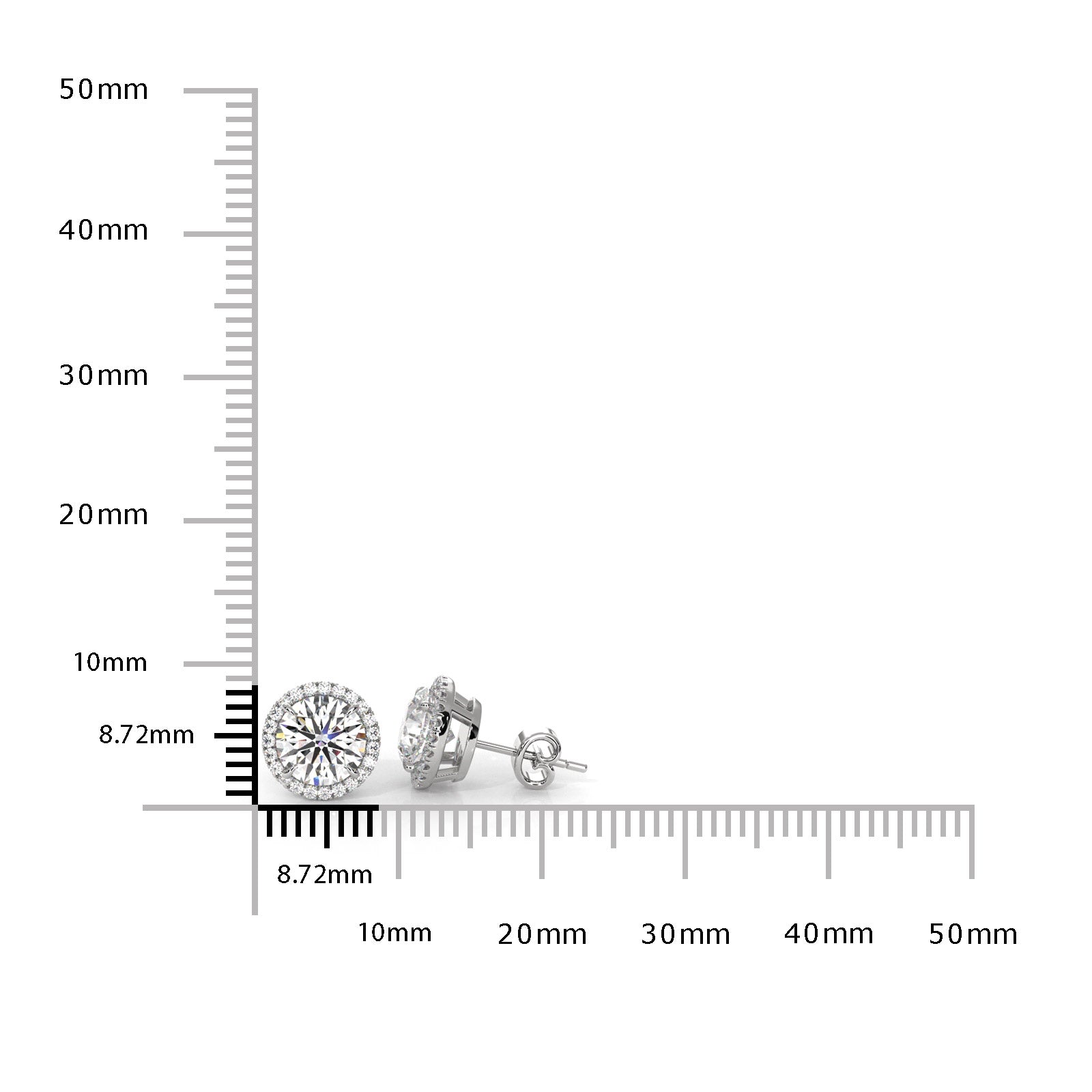 Round Lab Grown Diamond Claw Prong Women's Earring 14k White Gold 2.28 Ctw.