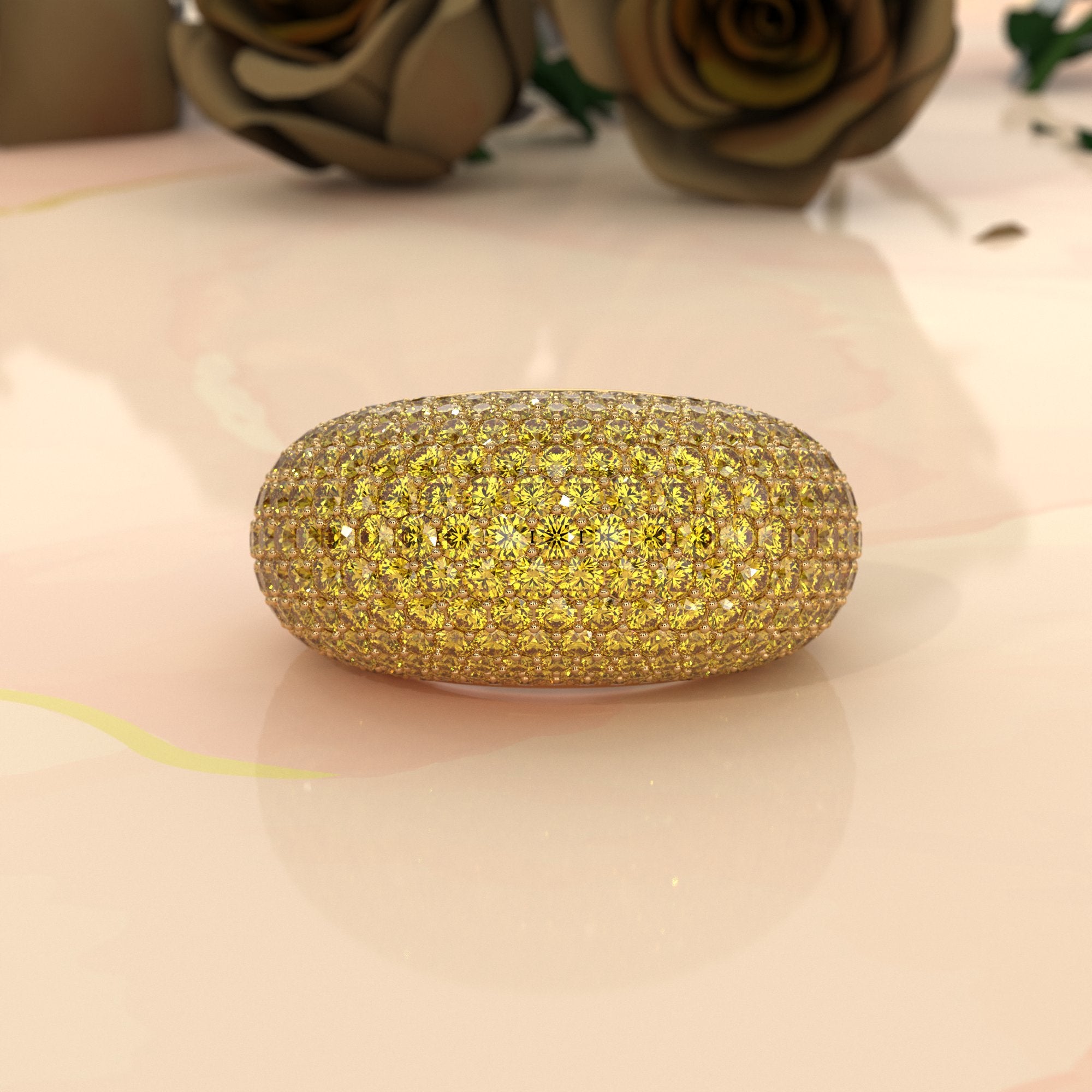 Dome Micro Pave Diamond Cocktail Ring 4.87ctw 14K White Gold | Women's Luxury Wedding Band | Javda