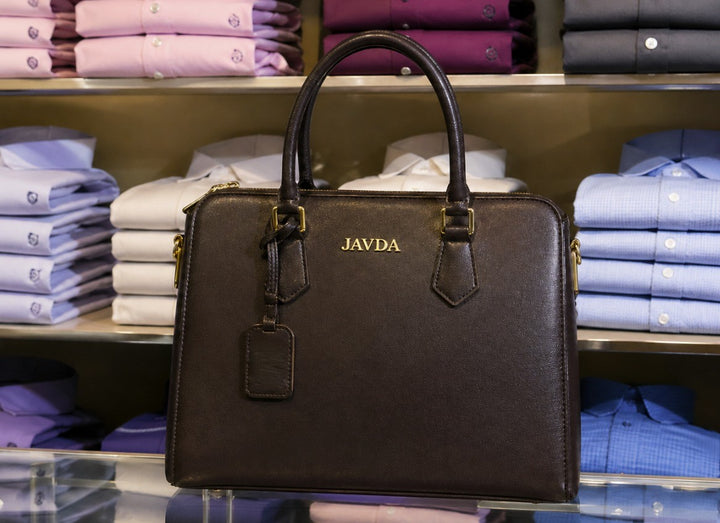 JAVDA Executive Leather Satchel – Premium Structured Handbag in Deep Espresso