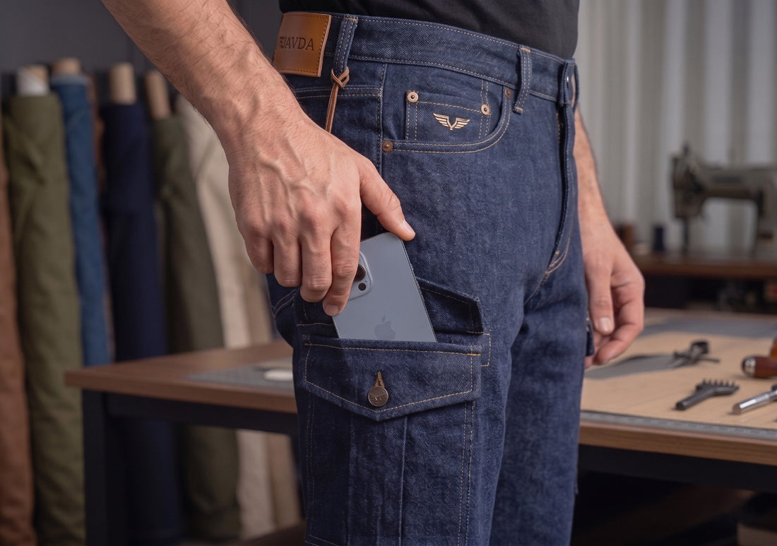 JAVDA Heritage Denim Cargo – Tailored Fit with Custom Hardware