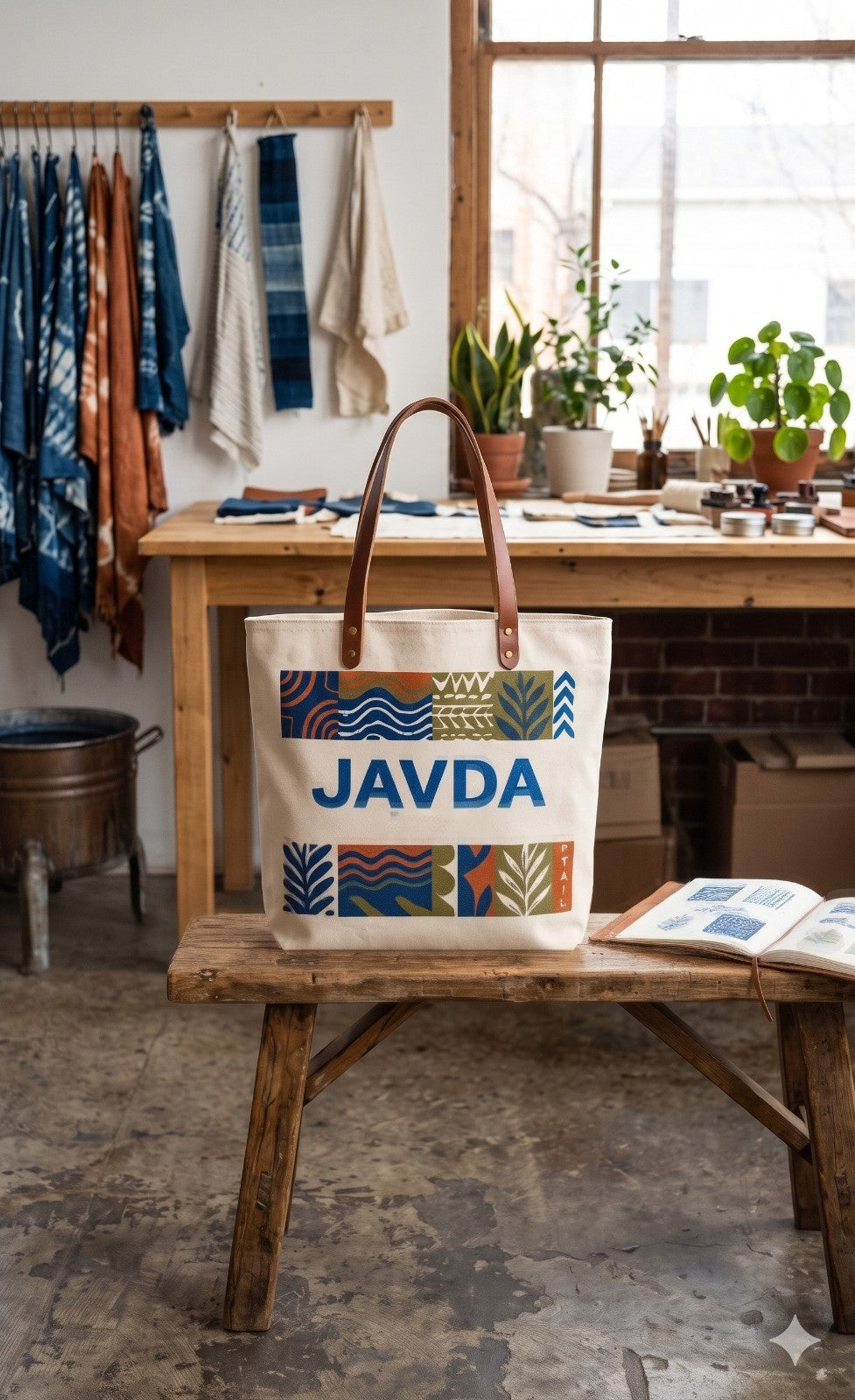 JAVDA Heritage Canvas Tote – Artisanal Block-Print Multipurpose Carryall