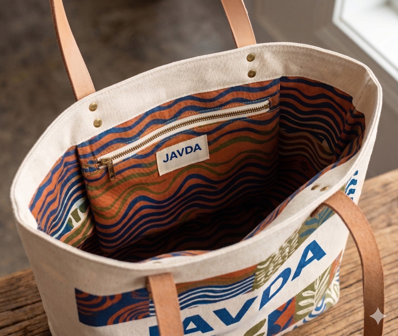 JAVDA Heritage Canvas Tote – Artisanal Block-Print Multipurpose Carryall