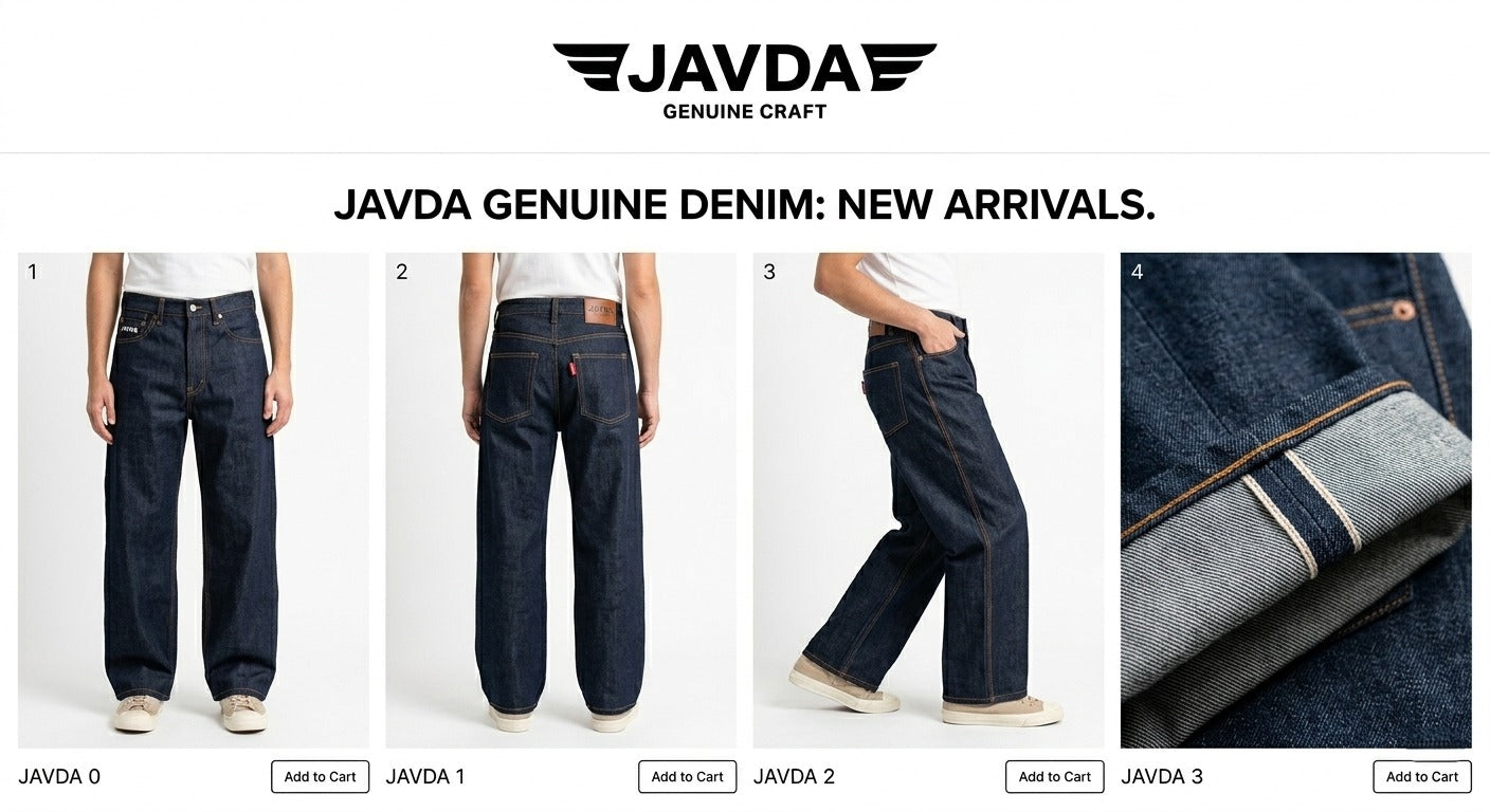 JAVDA Heritage Raw Selvedge Denim – Wide-Leg Workwear Fit