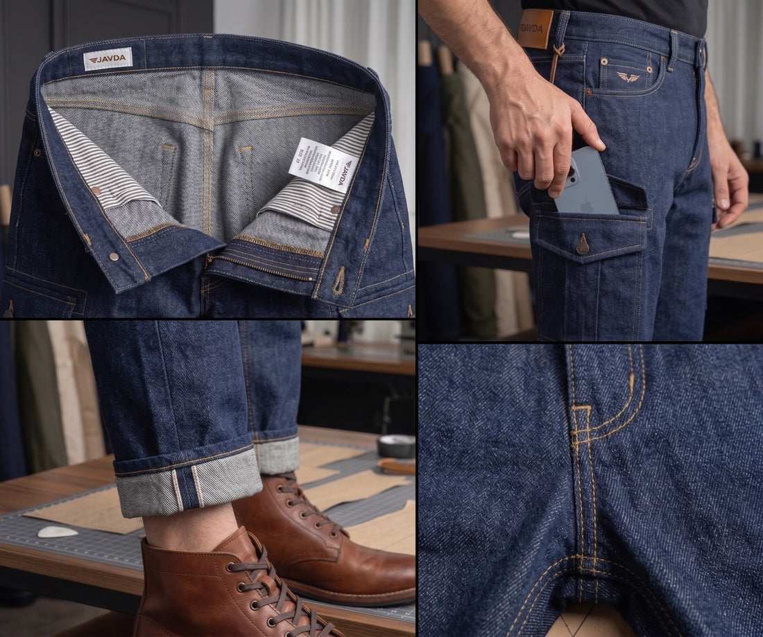 JAVDA Heritage Denim Cargo – Tailored Fit with Custom Hardware