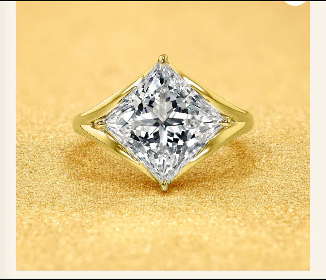 3 Carat Princess Cut Diamond Ring | 14K Yellow Gold | Size 5.75 Comfort Fit | Celebrity Collection