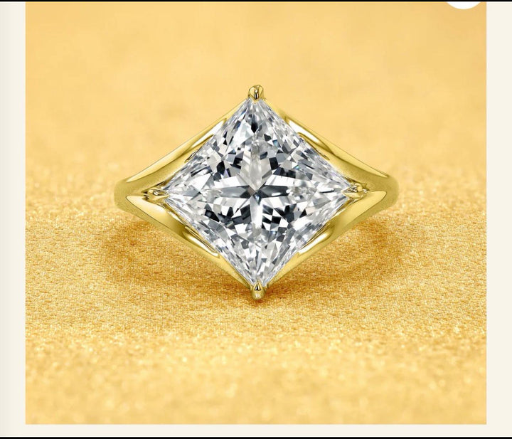 3 Carat Princess Cut Diamond Ring | 14K Yellow Gold | Size 5.75 Comfort Fit | Celebrity Collection