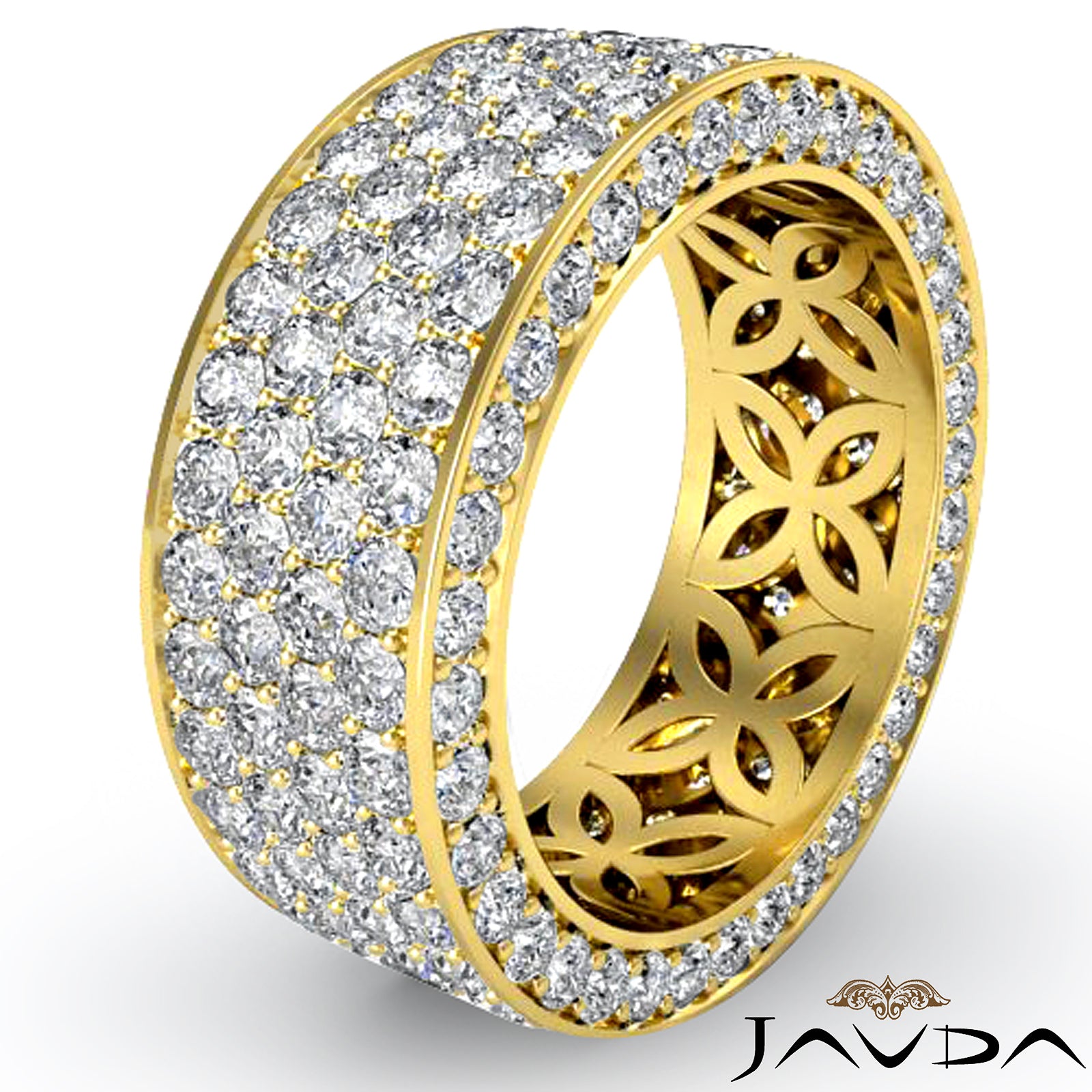 4 Row Pave Eternity Round Diamond Ring Women's Wedding Band 14k White Gold 3.5 Ctw.